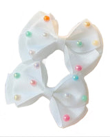 Pastel Pearl Bow Clips