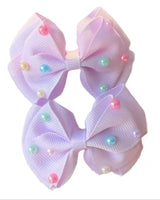 Pastel Pearl Bow Clips