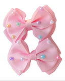 Pastel Pearl Bow Clips