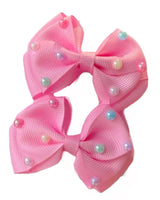 Pastel Pearl Bow Clips