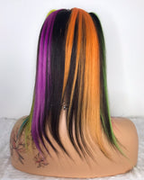 16x15cm Rainbow & Dark Brown Hair Topper
