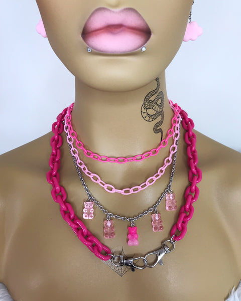 Chunky Pink Layered Necklace