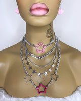 Layered Pink Star Necklace